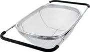 U.S. Kitchen Supply - Premium Quality Over The Sink Stainless Steel Oval Colander with Fine Mesh 6 Quart Strainer Basket & Expandable Rubber Grip Hand
