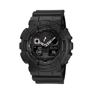 【CASIO】卡西歐 G-SHOCK系列 個性機械感三眼雙顯電子錶 (黑/白 GA100-1A1 )