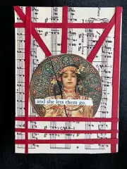 "She Let's Them Go" ACEO Mixed Media Collage Outsider Art
