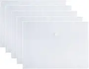 VANRA Poly File Folder Pockets File Jacket Plastic Envelope Flat Document Letter Organizer with Snap Button Closure A4 Letter Size (Pack of 5, Translucent)