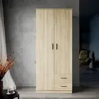 2 Door Oak Solid Wooden Wardrobe Bedroom Cupboard Closet Storage Cabinet 180cm