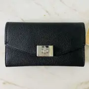 MICHAEL KORS Cassie Black Leather Large Tri-Fold Continental Wallet