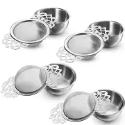 4 Pack Stainless Steel Fine Mesh Tea Strainers with Bowl for Loose Leaf Tea