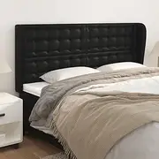 Black Headboard with Ears, King Size 203 cm, Adjustable Upholstered Faux Leather for Bed Frame, Wall Mounted Headboards - Sturdy, Elegant Head Board