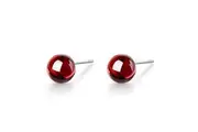 Scarlet Red Ball Stud Earrings