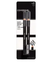 Covergirl Easy Breezy Brow Fill Define Pencil #500 Black Twin pack & Sharpener