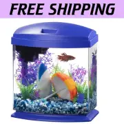 1 Gallon Acrylic MiniBow Fish Tank Kit with Efficient SmartClean Filter - Blue