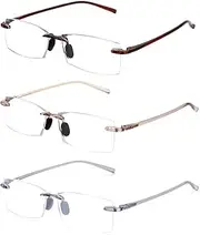 TERAISE Rimless Reading Glasses Comfortable Lightweight Frameless Reader Men Women Blue Light Blocking Computer Eyeglasses