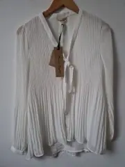 Phase Eight Lily-beth Chiffon Oversized Pleated Cream Blouse Top Size 8