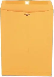 Universal UNV42907 9.5 in. x 12.5 in. #12 1/2 Square Flap Clasp/Gummed Closure Envelope - Brown Kraft (100/Box)