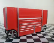 Red Utility Pit Tool Box Workbench Shelf Vise Oil Pan Gas 1/24 1/25 Scale Garage