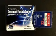 CDA 32 GB Genuine Sandisk SD + SD/SDHC/SDXC to CF Type II Adapter