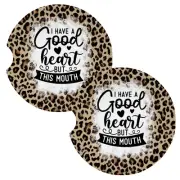 Have a Good Heart But This Mouth Funny Coasters for Car Cup Holders Set of 2