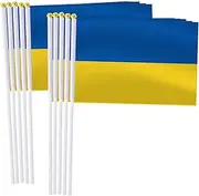 Ukraine Handheld Small Flag Set,10 PCS 5×8 Inch Mini Ukrainians Hand Held Banner,Tiny Digital Printed Polyester Banner