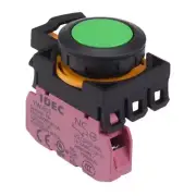 IDEC CW Series Green 22.3mm Momentary Flush Push Button Switch 1NC IP65
