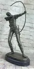 Bronze Metal Art Deco Classic Sculpture Male Archer Bow Arrow Statue Marble