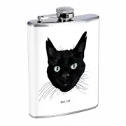 Black Cat Em4 Flask 8oz Stainless Steel Hip Drinking Whiskey