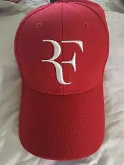 ** RARE Roger Federer Nike Red and White Foundation Cap Hat RF **