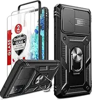 LeYi for Galaxy S20 FE 5G Case: with Slide Camera Cover and 2 PCS Tempered Glass Screen Protectors, Military-Grade for Samsung Galaxy S20 FE 5G Case with Kickstand [NOT FIT S20], Black