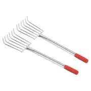 2Pcs 22 Inch 6-Tooth Hand Rake Garden Tool Garden Hand Cultivator Claw Soil Rake