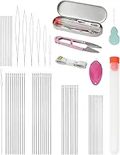 FIVEIZERO Beading Needles Set Include 60 Pcs Long Straight Beading Thread Needles + 8 Pcs Big Eye Beading Needles