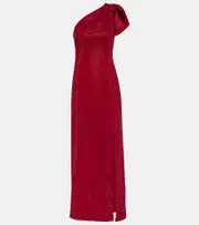 [Roland Mouret] Roland Mouret One-shoulder diamanté-embellished gown AU 14 red