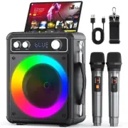 Karaoke Machine, Portable Bluetooth Karaoke Speaker with 2 Wireless Microphon...