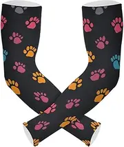 [Yoogain] UV Protection Sleeves Color Animal Paw Prints Long Sleeve Sun & UV Protection Anti-Snag cubre brazos, Color Animal Paw Prints