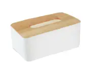 Wood Tissue Box Cover for Paper Facial Tissues, Wooden Rectangular Tissue Box Holder-white