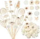 200 Pcs Reed Diffuser Sticks Set Include 10 Style 100 Pcs Natural Rattan Flower