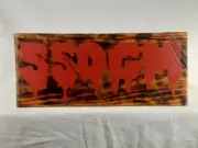 Wood-burned wall art - SSDGM, Red Lettters