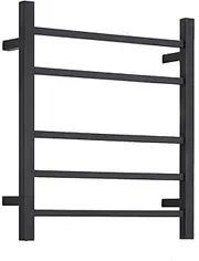 Towel rack Heated Towel Rail, Brushed Gold Electric Heated Towel Rail Wall Mounted 4 Square Bars Towel Warmer Energy Efficient 50W Heating Towel Rack for Bathroom with Metal Switch 304 Ed
