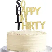 So Happy I'm Thirty Cake Topper - 30th birthday cake topper, Fabulous Birthday Cake Party Decorations.Black men's and women's 30th birthday cake party decoration (single side)