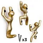 Wall Mounted Metal Hooks Rustic Cast Iron For Coats Bags Towels Set Of 3 Gold