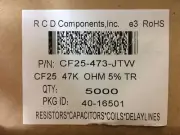 CF25-473-JTW RCD RES 1/4W 47K OHMS 5% ROHS 5k PIECES