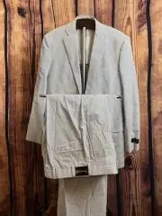 Brooks Brothers X Thom Browne Suit By Southwick Light Blue Striped 40L 34W