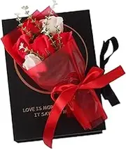1pc Soap Box Present Artificial Flower Bouquet for Valentine's Day Mother's Day Romantic Present Handmade Soap Flowers Chic Present Box Red
