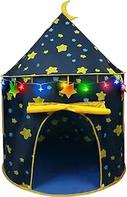 LotFancy Play Tent for Boys Girls, with Star Lights and Storage Carrying Bag, Pop Up Play Tent House for Kids Toddlers, Indoor and Outdoor Use, Foldable, Portable, Blue
