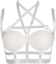 [BBOHSS] Women's Body Harness Pentagram Bra Elastic Adjustable Gothic Carnival Plus Size Adjustable Clothing Accessories