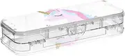 Yoogain Colorful Flowers unicorns Dream Clear Pencil Plastic Box Double-Deck Hard Pens Case For School With Lid