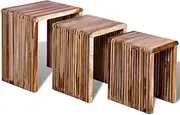 Nesting Table Set of 3, Stackable Tables Side Tables Coffee Tables End Tables Nesting Table Set 3 pcss Reclaimed Teak