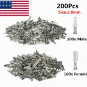 200Pcs Non-Insulated 2.8mm Male Female Spade Crimp Wire Connectors Terminals