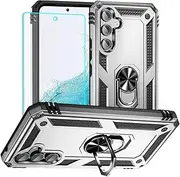for Samsung A54 5G Case, Galaxy A54 5G Phone Case with HD Screen Protector, [Military Grade 16ft. Drop Tested] Ring Shockproof Protective Phone Case for Samsung Galaxy A54 5G,Sliver