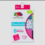 New Fruit of the Loom Girl's Breathable Micro Mesh (6 Pack) Size 14