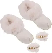 MAGICLULU 1 Pair Shoe Covers Shoe Mat Warm Slippers Shoe Insoles Shoe Pads Cozy Slippers Shoes Furry Insoles for Slipper Non Slip Socks Slipper Liners Fuzzy Slipper Insoles White Plush