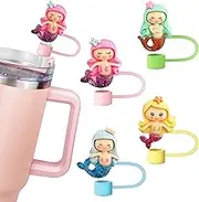 Mermaid Straw Covers for Stanley Cup & Tumblers, Reusable Straw Cap Stopper