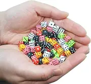 Smartdealspro 100 Assorted D6 Mini Tiny Dice Game Dot Square Dice for Casino Themed Activity, Board Game, Teaching Math, Parties (8mm (3/10 inches))