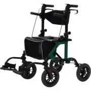 ELENKER 2 in 1 Folding Rollator Walker & Transport Wheelchair Chair - New Green