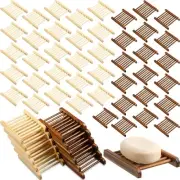 50 Pcs Home Bamboo Wood Soap Holder Bulk Bathroom Wooden Soap Dish Tray Saver...
