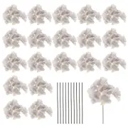 20 Sets Artificial Hydrangea Flower Heads with Stems for Bouquet,Light Brown